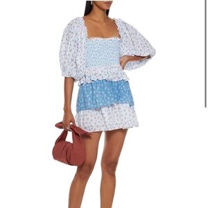 LoverShackFancy Shaw Tiered Floral print cotton-jacquard mini dresss